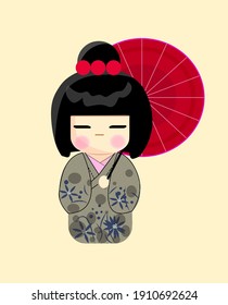 Chinese Japan Traditional Doll Character Vector Stock Vector (Royalty ...