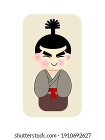 Chinese japan traditional doll character vector illustration.