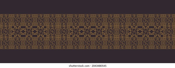 Chinese, Japanese, Asian luxurious traditional decoration. Fame border patterns for new year greeting card wedding, interior and furniture. Oriental holidays, culture and arts. Flat vector icons.
