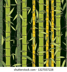 Chinese or japanese bamboo grass oriental wallpaper vector illustration. Tropical asian seamless background