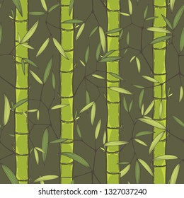 Chinese or japanese bamboo grass oriental wallpaper vector illustration. Tropical asian seamless background