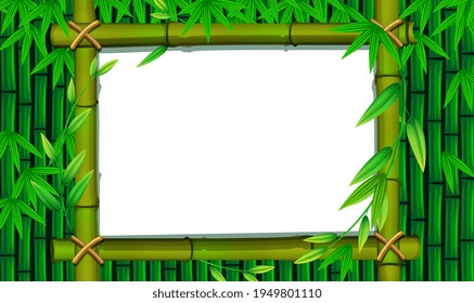 Chinese or japanese bamboo grass oriental background with frame. Bamboo forest set. Nature. Japan., China. Plant. Green tree with leaves. Rainforest in Asia. Bamboo trees in frame nature. Vector EPS10