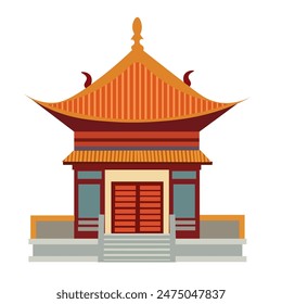 Chinese and japanese building vector illustration design template elements