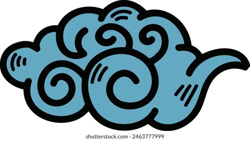 a Chinese or Japanese cloud illustration Hand drawn in line style