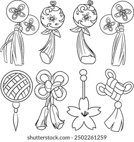 Chinese or Japanese design of tassels with flowers