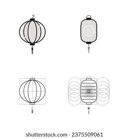 Chinese and Japanese lantern icon.