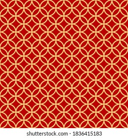 Chinese and Japanese oriental seamless pattern. Traditional red background. Gold star. Golden asian oriental style. China gold ornament. Elegant design for prints. Abstract stars. Culture texture