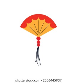 Chinese or japanese paper hand fan. Vector flat illustration of asian traditional accessory