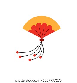 Chinese or japanese paper hand fan. Vector flat illustration of asian traditional accessory