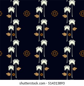 Chinese or Japanese seamless flowers and leaves pattern