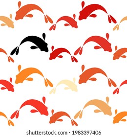 Chinese or Japanese seamless pattern Koi. Carp. Hand-drawn fish design. Textile. Vector illustration for web design or print.