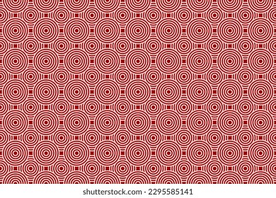 Chinese and Japanese seamless pattern on red background. Lunar new year background. Rounded texture geometric pattern eps 03.