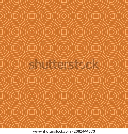Chinese and Japanese seamless pattern on retro color background. Geometric rounded shape and swirl texture for background.