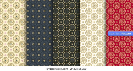 Chinese Japanese style geometric pattern. colors background. contemporary art. symmetric. minimal style. For wallpaper, wrapper, textiles, fabric, clothes, souvenirs, surface. Seamless pattern vector.