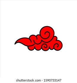 Chinese and japanese style red clouds. Vector collection of cloud oriental style illustration. EPS10