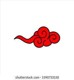 Chinese and japanese style red clouds. Vector collection of cloud oriental style illustration. EPS10