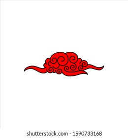 Chinese and japanese style red clouds. Vector collection of cloud oriental style illustration. EPS10