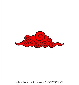 Chinese and japanese style red clouds. Vector collection of cloud oriental style illustration. EPS10
