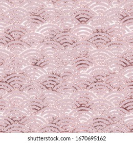 Chinese and Japanese style. Traditional oriental. Asian oriental background. China ornament. Elegant design gold foil for prints. Rose gold. Seamless pattern. Abstract wave. Culture texture. Vector
