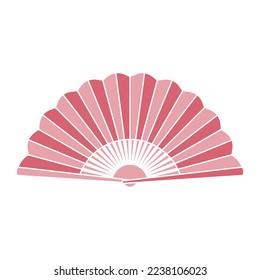 Chinese and Japanese traditional hand fan. Vector illustration of a paper folding fan. Traditional oriental hand fan. Chinese souvenir