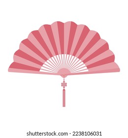 Chinese and Japanese traditional hand fan. Vector illustration of a paper folding fan. Traditional oriental hand fan. Chinese souvenir