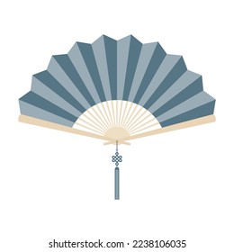 Chinese and Japanese traditional hand fan. Vector illustration of a paper folding fan. Traditional oriental hand fan. Chinese souvenir