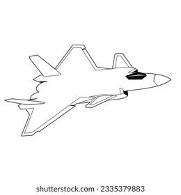 chinese jetfighter black and white vector