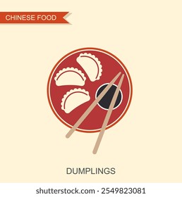 Albóndigas al vapor jiaozi chino en estilo plano. Ilustraciones de gyoza china de comida asiática de Vector aislado