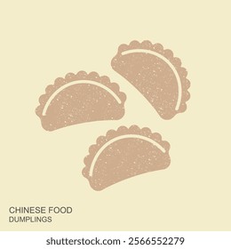 Chinese jiaozi steamed dumplings in flat style. Isolated vector asian food chinese gyoza illustrations in retro style