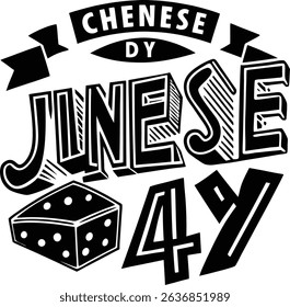 Chinese june fourth typography design dice graphic