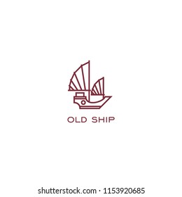 Chinese junk ship ancient old monoline icon