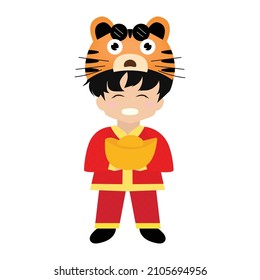 chinese kids costume. 2022 Chinese new year, year of the tiger