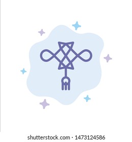 Chinese knot, China, Chinese, Decoration Blue Icon on Abstract Cloud Background