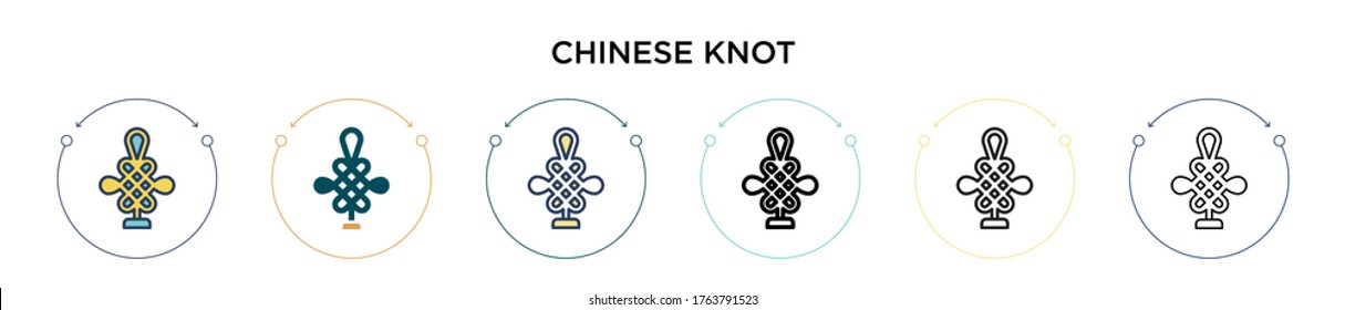 Chinese knot icon in filled, thin line, outline and stroke style. Vector illustration of two colored and black chinese knot vector icons designs can be used for mobile, ui, web