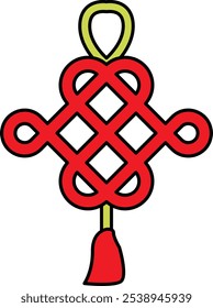 Chinese Knot Icon Representing Good Fortune, Cultural Significance, and Decorative Arts, Perfect for Highlighting Traditional Crafts, Symbolic Decorations, and Festive Occasions