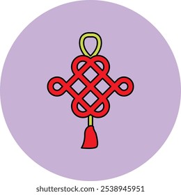 Chinese Knot Icon Representing Good Fortune, Cultural Significance, and Decorative Arts, Perfect for Highlighting Traditional Crafts, Symbolic Decorations, and Festive Occasions