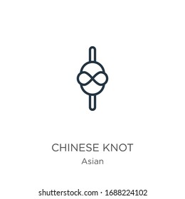 Chinese knot icon. Thin linear chinese knot outline icon isolated on white background from asian collection. Line vector sign, symbol for web and mobile