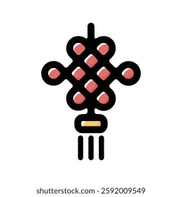 Chinese knot illustration icon.Simple vector outline, clipart for graphic design.