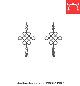 Chinese knot line and glyph icon, asian culture and decoration, knot vector icon, vector graphics, editable stroke outline sign, eps 10.