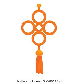 Chinese knot made of orange rope with tassel, symbolizing good luck and prosperity for the new year