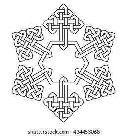 A Chinese knot stylized snowflake outline, vector illustration