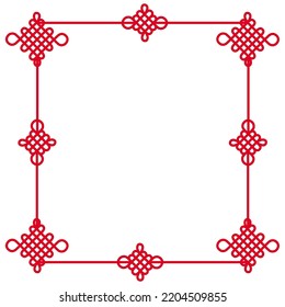 Chinese knot is a symbol of happiness and good luck. congratulatory elegant frame.