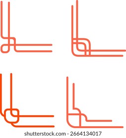 
Chinese Knot-Inspired Corner Line Vector Designs