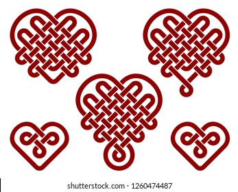 Chinese Knots In Form Of Heart. Vector