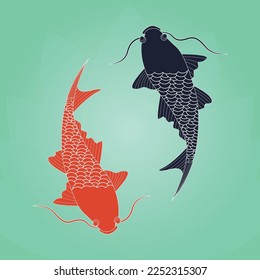 Chinese koi fish illustration vector 