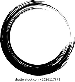 Chinese kungfu circle design brush stroke ink pattern style round frame decoration vector art stock