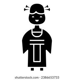 Chinese lady solid icon, chinese mid autumn festival concept, woman in traditional costume sign on white background, girl from china icon in glyph style for web design. Vector graphics