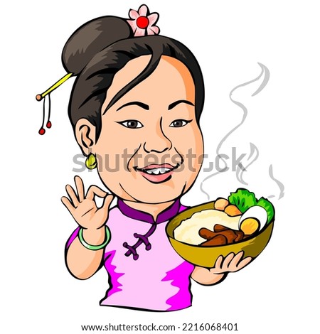 chinese lady vector illustration, resto mascot