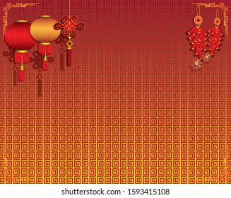 Chinese lamp with beautiful background vector design