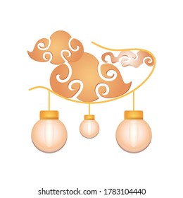 chinese lamp on white background vector illustration design